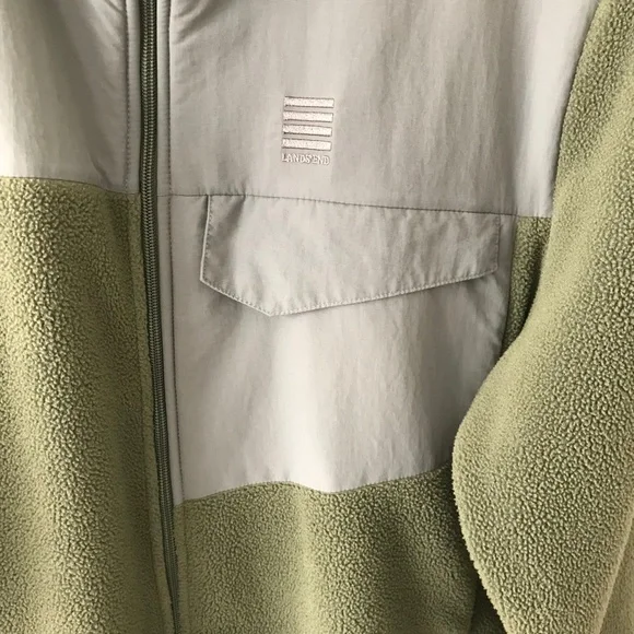 Lands End Green & Gray Zip Up Fleece Jacket - Picture 5 of 16